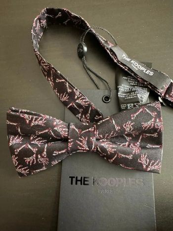 The Kooples noeud papillon noir bordeaux main squelette soie neuf