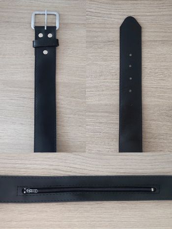 Ceinture noir boucle rectangle argent - 85 à 95 cm