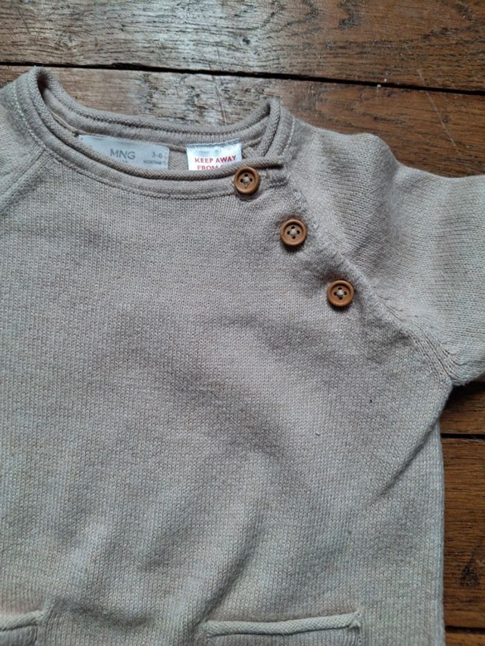 Combinaison bébé beige 6 mois mango - photo numéro 3