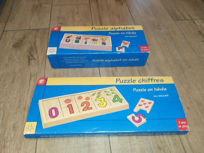 2 puzzles en bois l'alphabet et les chiffres - photo numéro 6