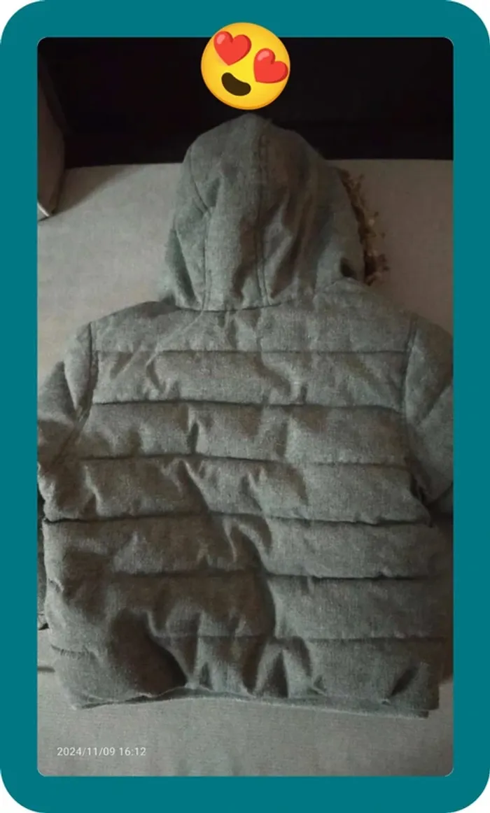 Manteau gris garçon 23 mois, Okaidi, avec capuche, très bon état - photo numéro 6
