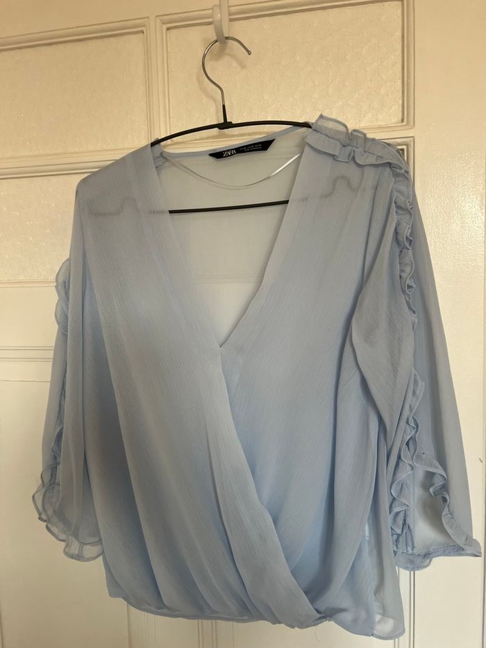Blouse Zara bleu ciel taille XS - photo numéro 3