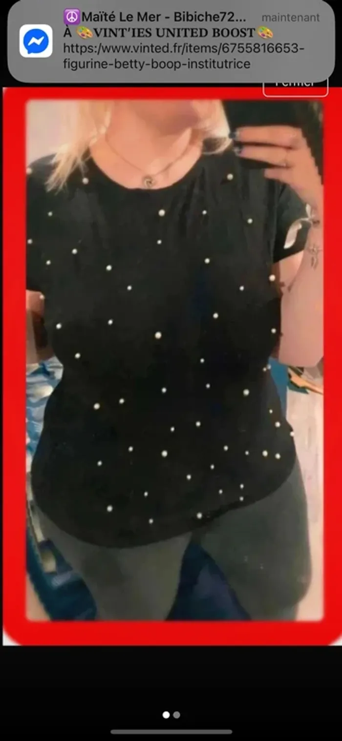 T-shirt perle noir femme taille xs large 🫶🏻 - photo numéro 2