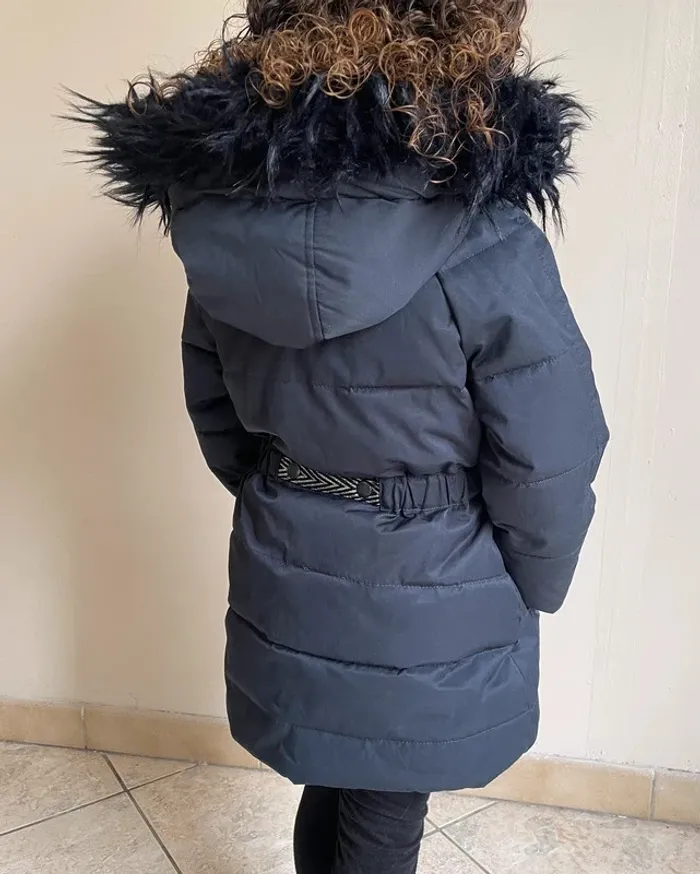Manteau bleu marine à capuche et ceinture 4 ans - Catimini - photo numéro 5
