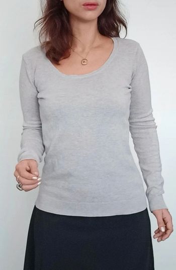 Pull fin uni gris basique taille 40