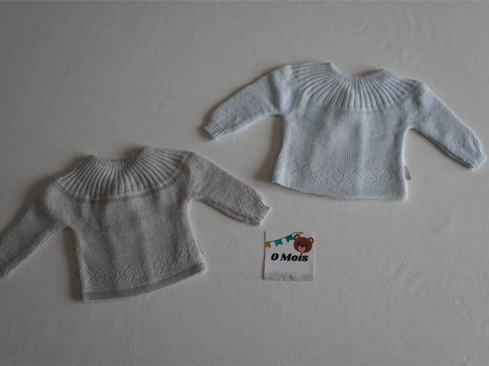 Lot de 2 Brassières Bébé 9 Naissance fantaisies grise/blanche et bleu vert/blanche