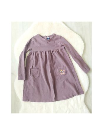 Robe en coton manches longues petits pois mi-saison