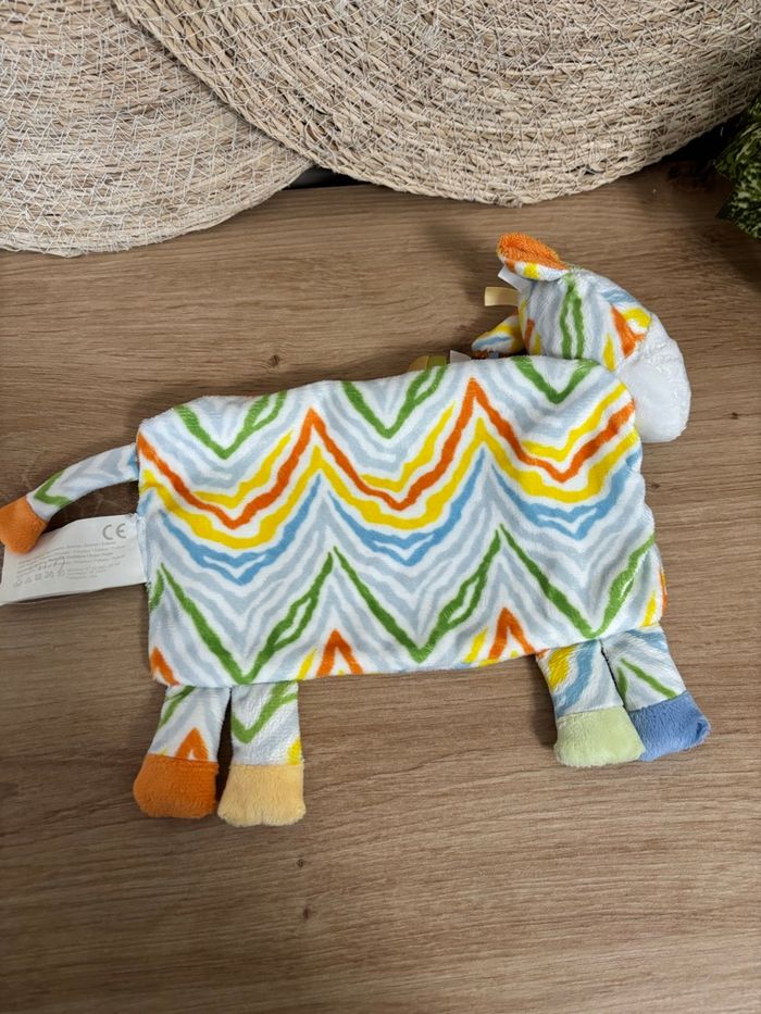 Doudou plat zèbre jaune multicolore la halle brioche - photo numéro 3