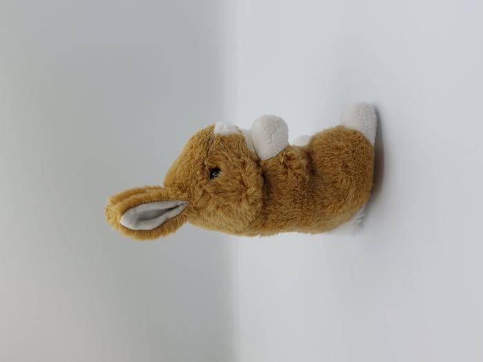 Peluche doudou lapin beige marron blanc CASINO yeux durs 25 cm - photo numéro 4