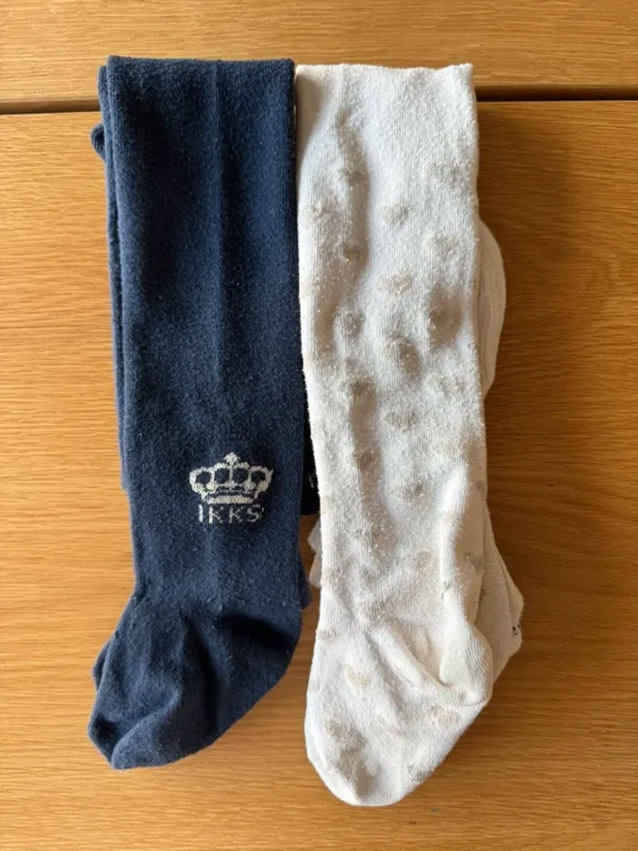Collant bleu marine (+blanc cassé offert) - Taille 3/4 Ans (pointure 23/24) - photo numéro 2