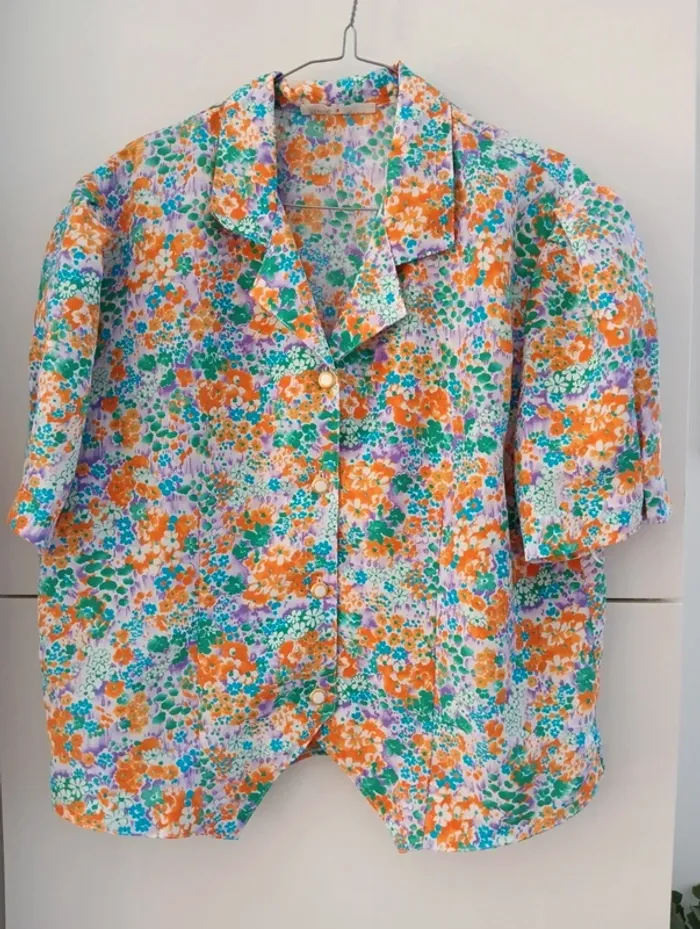 Chemise manches courtes fleurs multicolores - photo numéro 2