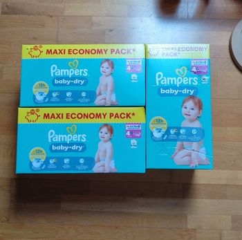 3 maxis economy packs Pampers baby dry taille 4+