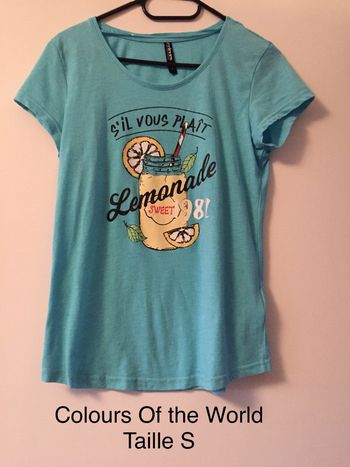 T-shirt turquoise « s’il vous plaît Lemonade » Colours Of the World Taille S