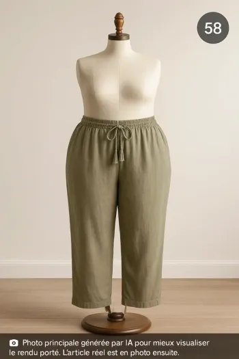 Pantalon en lin à jambe large Ulla Popken T58