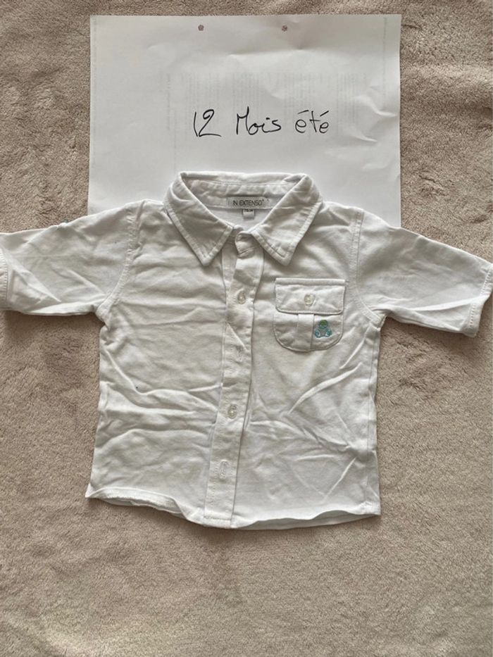 Lot 2 T-shirts 👕 et 2 chemises 👔 manches courtes - 12 mois - Obaïbi - TBE - photo numéro 6