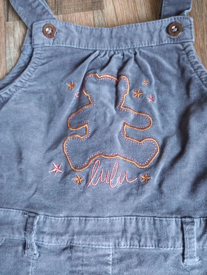 Salopette courte fille, couleur marron, Lulu Castagnette, 18/24 mois, - photo numéro 2