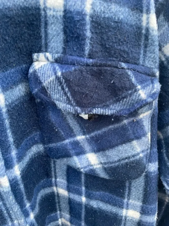 Lumberjack Flannel Plaid Polaire shirt chemise blue Mens L - photo numéro 3