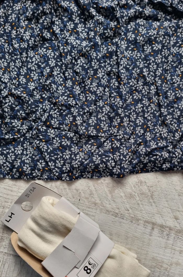 Robe manches longues fleuries et collant neuf - photo numéro 2