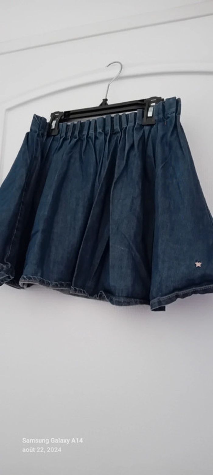 Jupe en jean plissée taille élastique bleu fille 10 ans tape à l oeil - photo numéro 7
