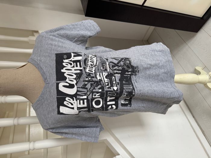 T Shirt Lee Cooper gris à motifs noirs et blancs Lee Cooper - photo numéro 2