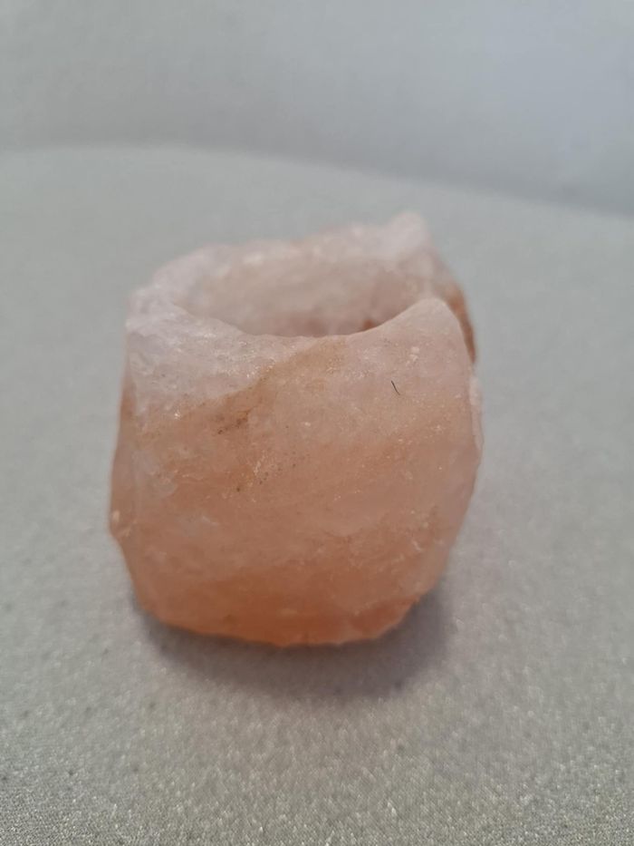 Joli bougeoir photophore véritable quartz rose naturel excellent état + bougies - photo numéro 5