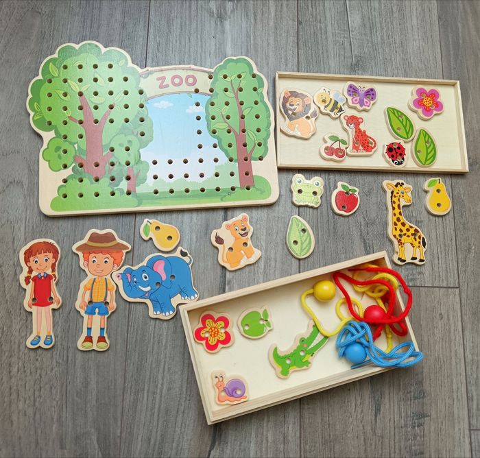 Jeux de lacets Montessori en bois