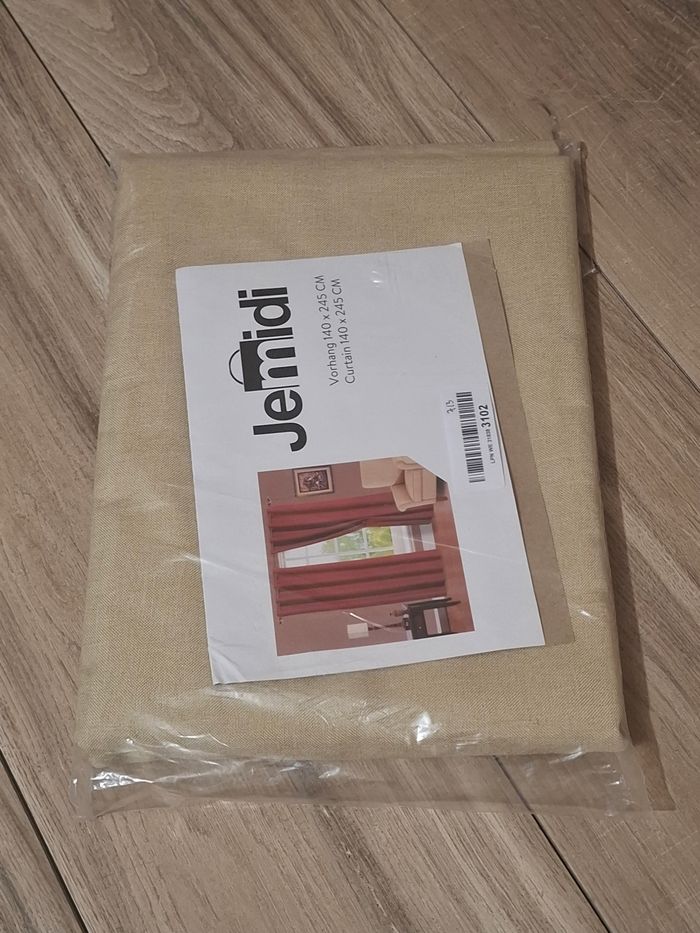 Rideau opaque œillets décoratif aspect lin polyester salon chambre beige - photo numéro 3