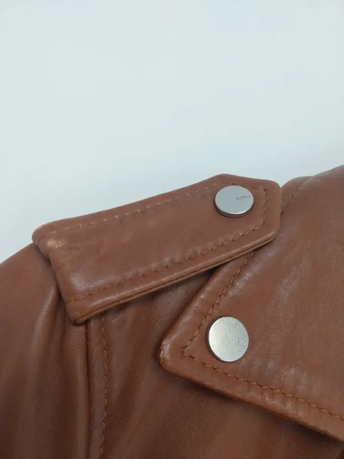 Perfecto camel en cuir Mango S - photo numéro 5