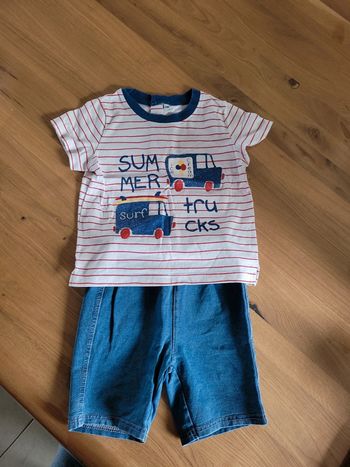 Ensemble short jean + t-shirt manches courtes 23 mois