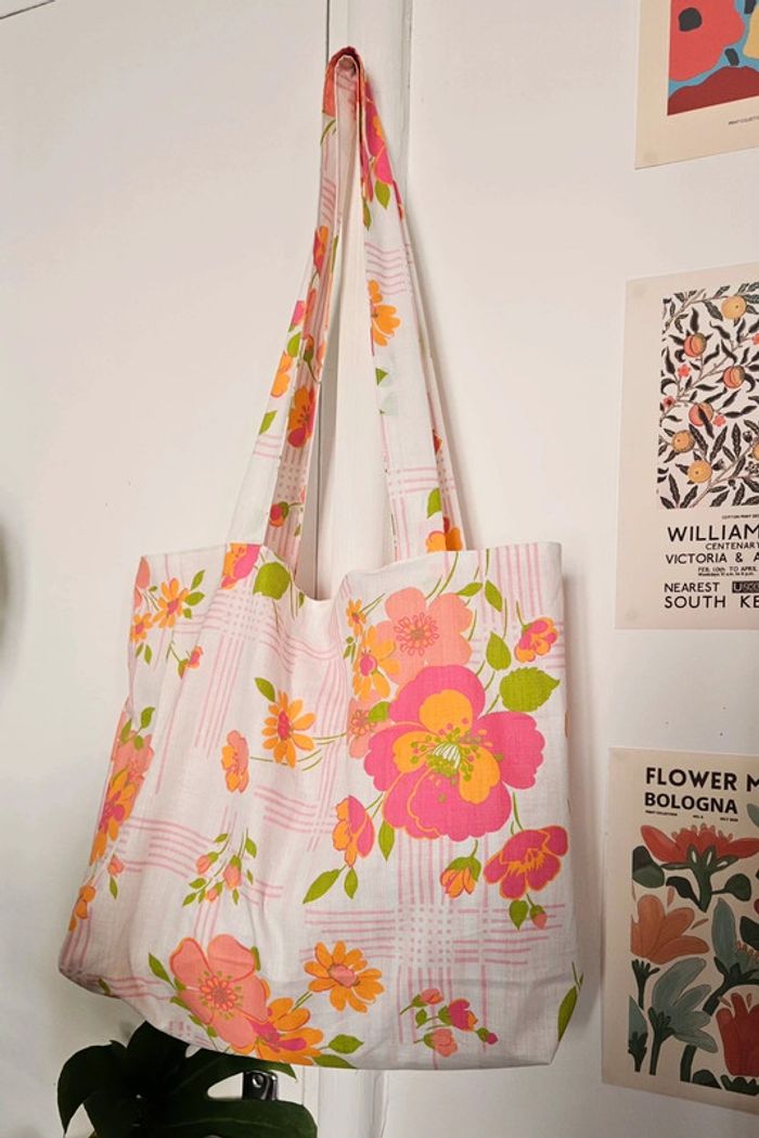 Tote bag fleuri 70's