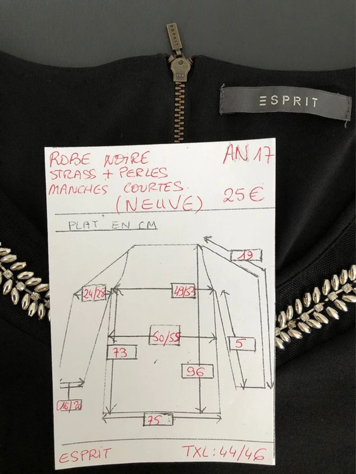 AN17: Robe noire « esprit » avec strass et perles TXXL-44/46 NEUVE - photo numéro 17