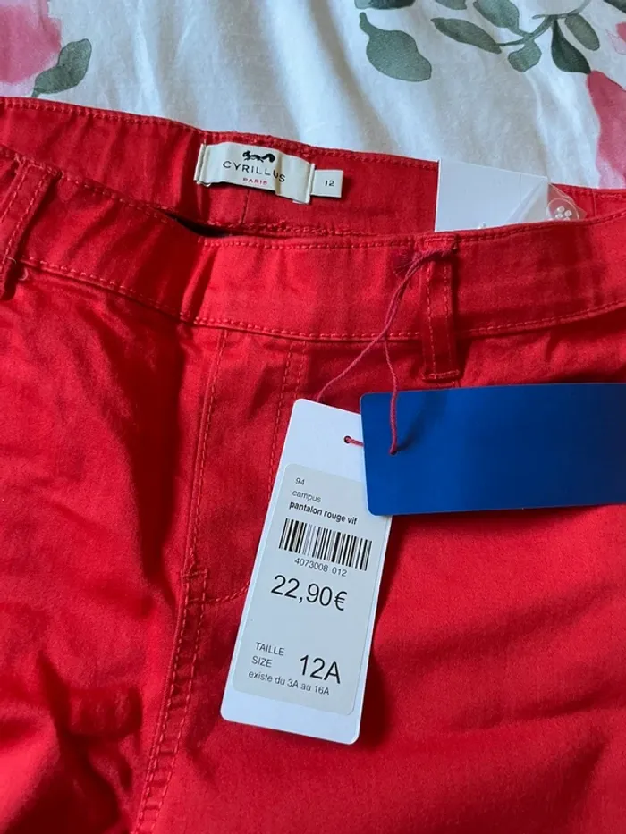 Pantalon jean tregging rouge cyrillus - photo numéro 3