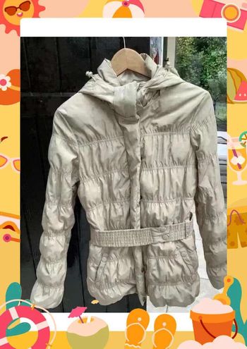 Doudoune manteau d'hiver matelassé veste en duvet beige Mango Casual S 36