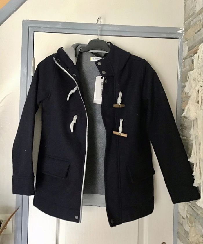 Duffle-coat à capuche 50% laine taille XS colorie marine marque Roamers&Seekers - photo numéro 3