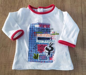 T-shirt manches longues garçon rouge et crème 3 mois La compagnie des petits