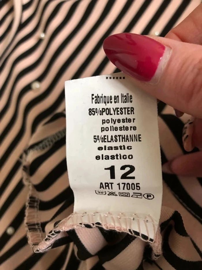 Haut rayé rose clair et noir taille XS excellent état - photo numéro 15