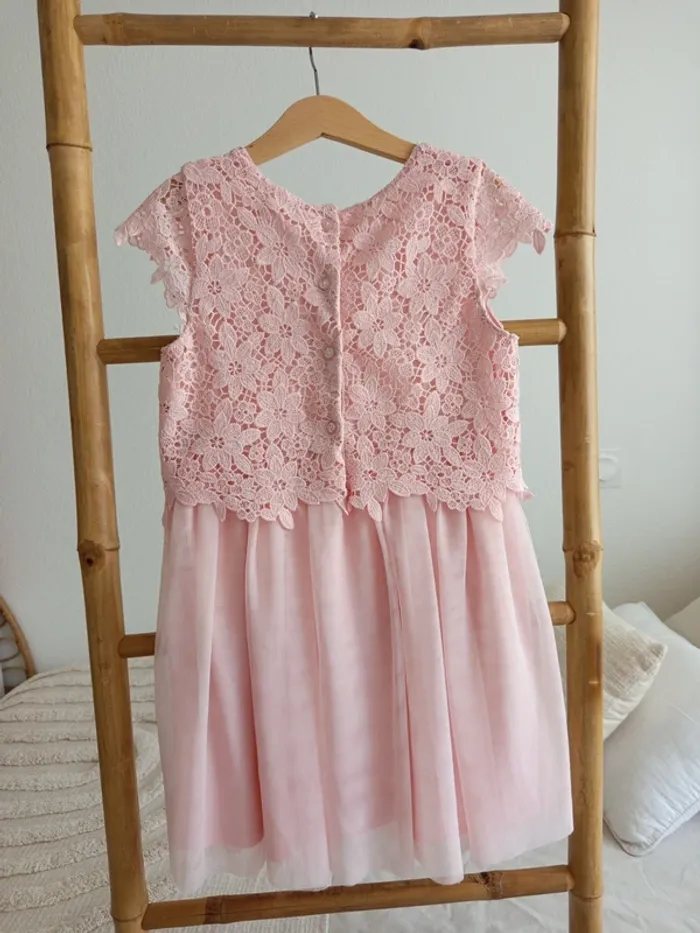 Robe en dentelle et tulle rose de fête / cérémonie 8 ans - photo numéro 4