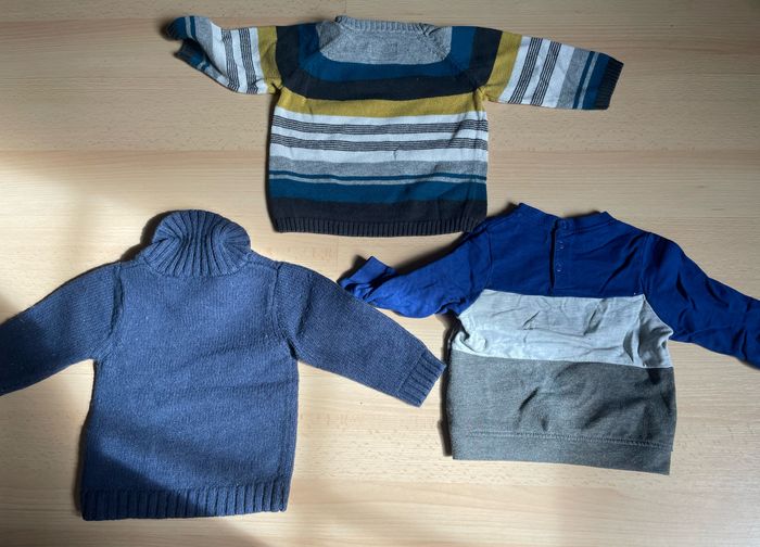 Lot de 3 pulls garçon taille 6 mois - photo numéro 2