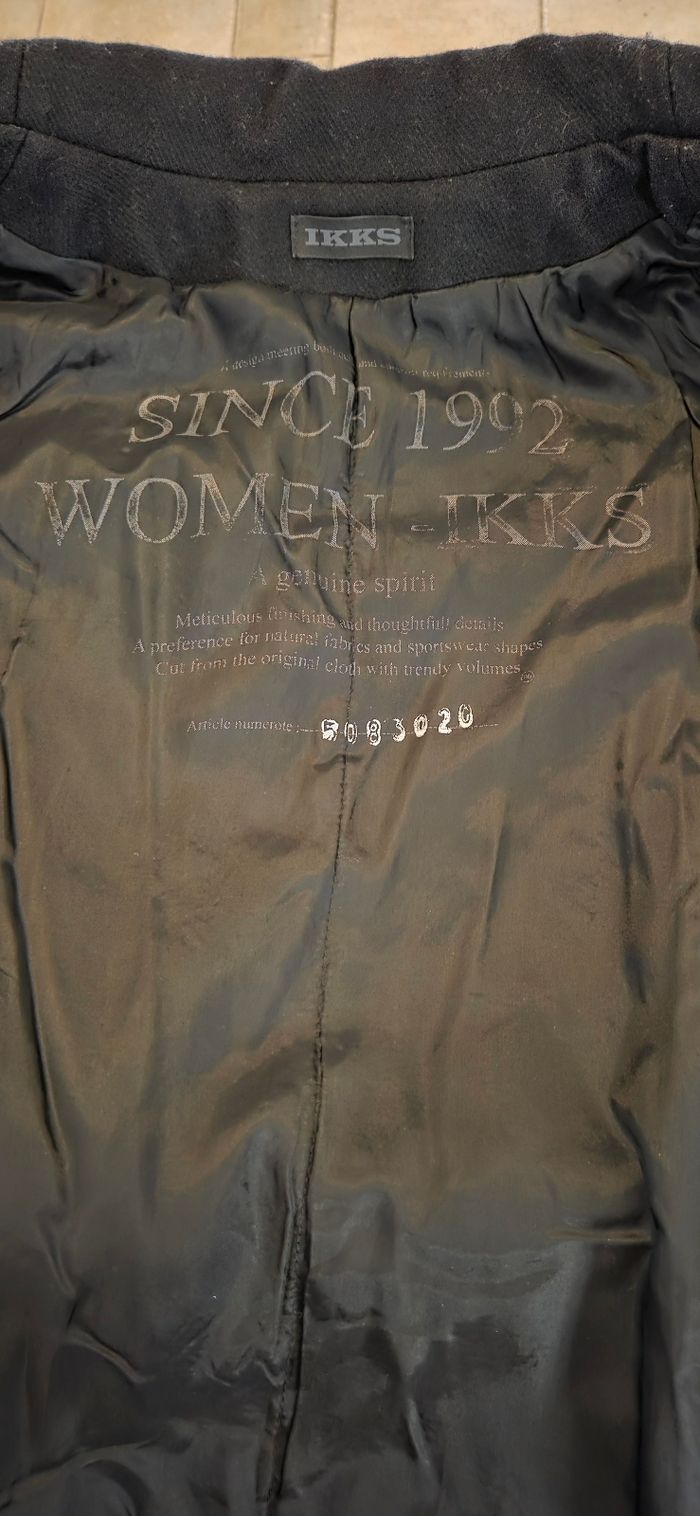 MANTEAU IKKS NOIR CEINTURÉ – LAINE – T36 – ÉLÉGANT & INTEMPOREL - photo numéro 3