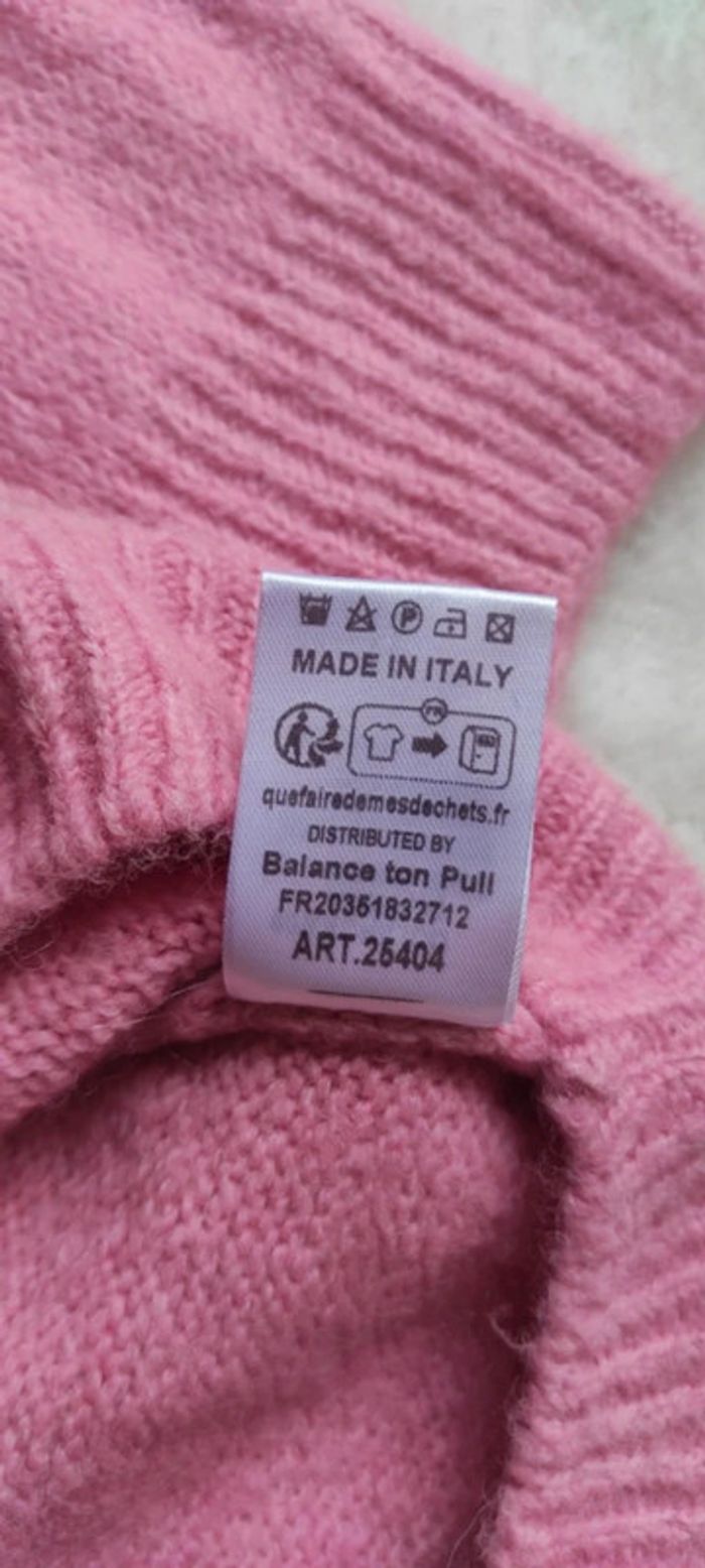 Magnifique pull loose rose bonbon blanc Balance ton pull avec poche taille unique comme neuf - photo numéro 10