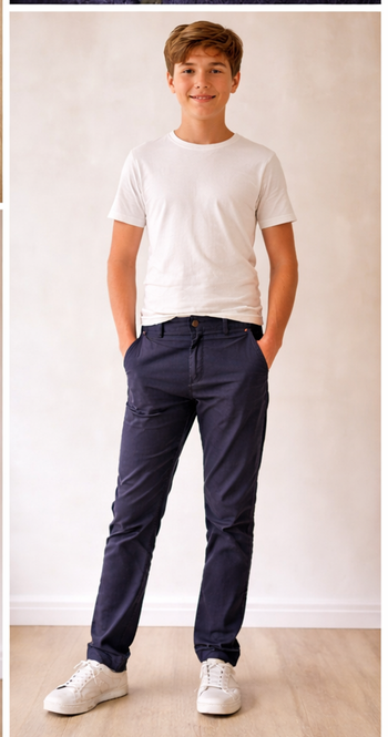 Pantalon chino bleu marine Galeries Lafayette, taille 14 ans