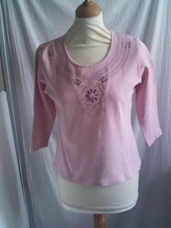Tee shirt rose manche 3/4 taille 38 marque Zamba