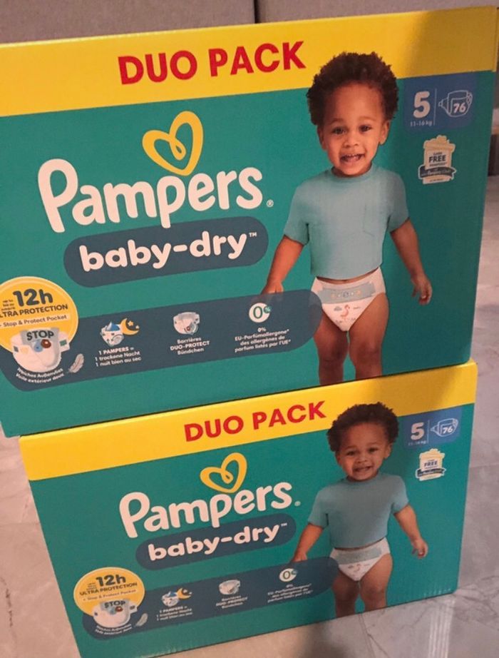 Lot 2 cartons Pampers baby dry taille 5