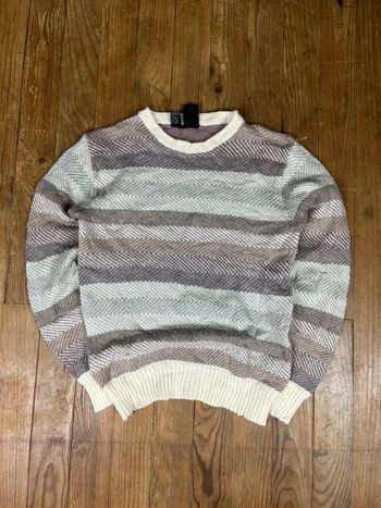 Pull maille vintage laine rayures multicolore M