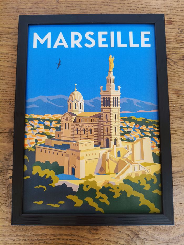 Affiche poster A4 (21×29,7 cm) Marseille Notre-Dame-de-la-Garde vintage déco murale salon chambre - photo numéro 3