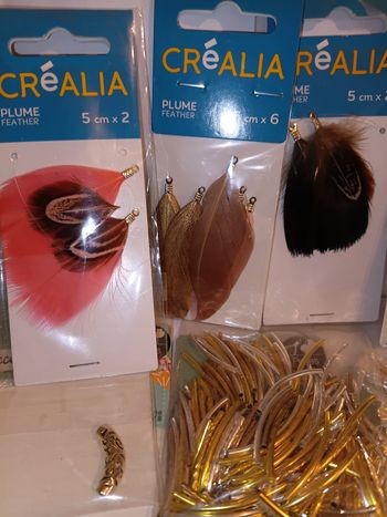 Lot accessoires fabrication bijoux/perles,Plumes...