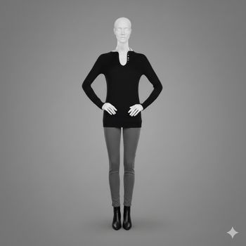 Pull Noir Tendance avec Inscription "ARMY" - Col V Boutonné