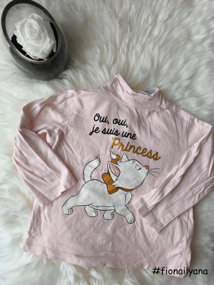 🌸 T-shirt ML Marie Aristochats Princess rose taille 18 mois 🌸