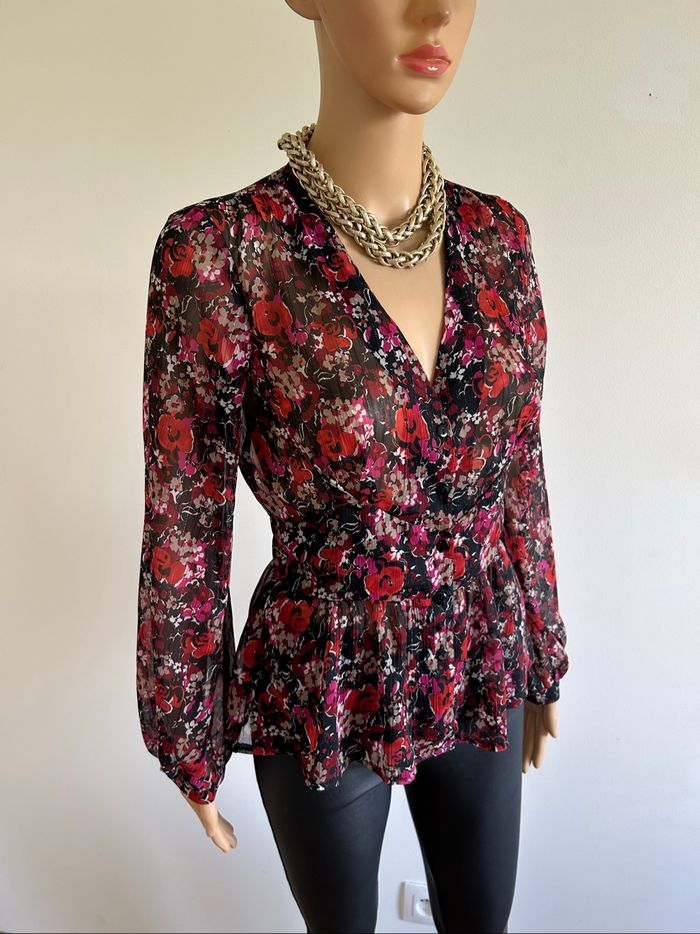 Blouse fleurie à manches longues Morgan taille 34 comme neuve - photo numéro 2