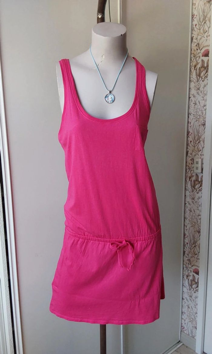Robe rose d été coton modal T 40 - photo numéro 4